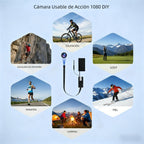 Cámara Inalámbrica HD 1080P Portátil con Control Remoto a Través de la App Móvil, Grabación de Audio y Video, Fácil de Usar, Expandible con Tarjeta TF, Grabación en Bucle, Ideal para Seguridad en el Hogar, Deportes, Investigaciones, Registros de Aprendiza