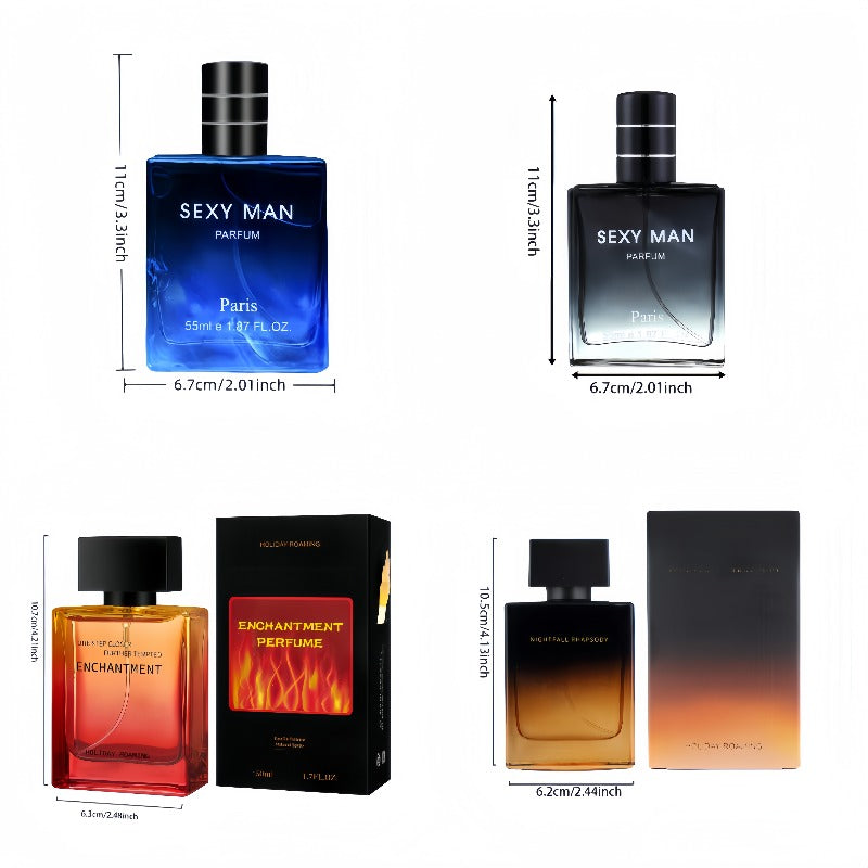 Fragancia para hombre - Perfume unisex 55ml*2 + 55ml*2, 4 botellas de perfume con notas de base cálidas ambaradas moscadas y amaderadas, aroma de larga duración, diseño de perfume de lujo, regalo de Navidad, Día de San Valentín, Año Nuevo, cumpleaños.