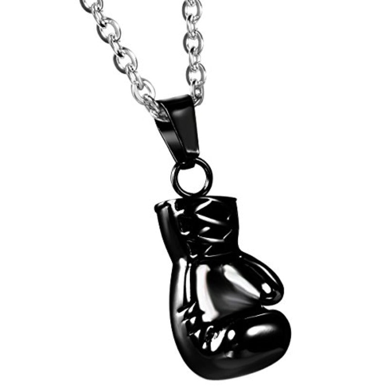 Collar con Colgante de Guante de Boxeo para Hombre: Acero Inoxidable 304 304 Estilo Punk con Cadena Plateada de 22 Pulgadas y Bolsa de Regalo de Terciopelo