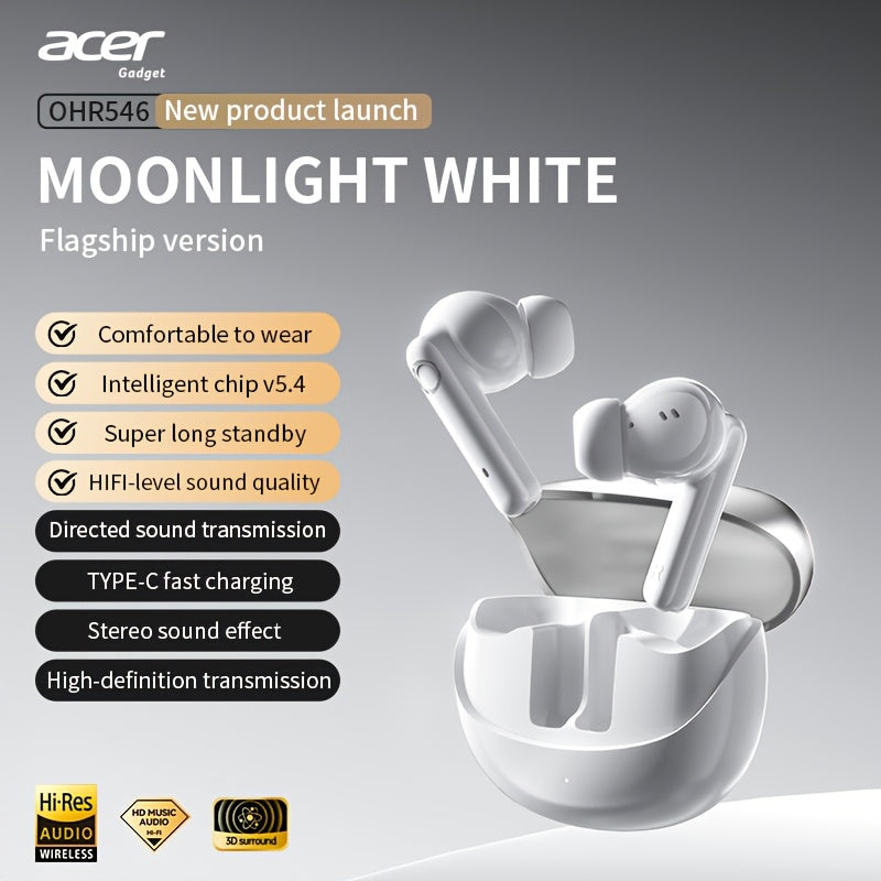 Auriculares Bluetooth | Auriculares Inalámbricos Acer OHR546, Marca Original, Decodificación Hi-Fi de Alta Definición, Sonido 3D Envolvente, Gran
