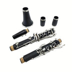 Siemonic Clarinete en Si bemol de 17 llaves, juego de clarinete chapado en níquel con estuche, kit de clarinete para principiantes con kit de limpieza y adicionales, instrumento de viento para práctica, interpretación y uso musical