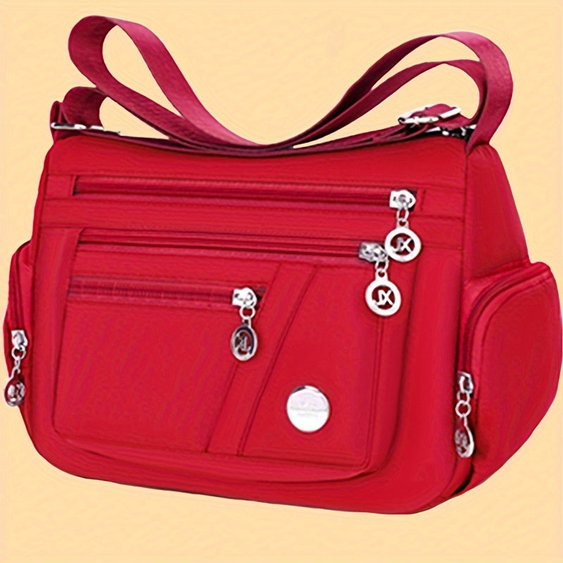 Lingzhikang Bolso Bandolera Unisex Casual - un Bolso de Hombro Espacioso con Múltiples Bolsillos y Correas Ajustables, Hecho de Forro Ligero y Duradero. La Versión Negra Presenta Detalles de Borlas
