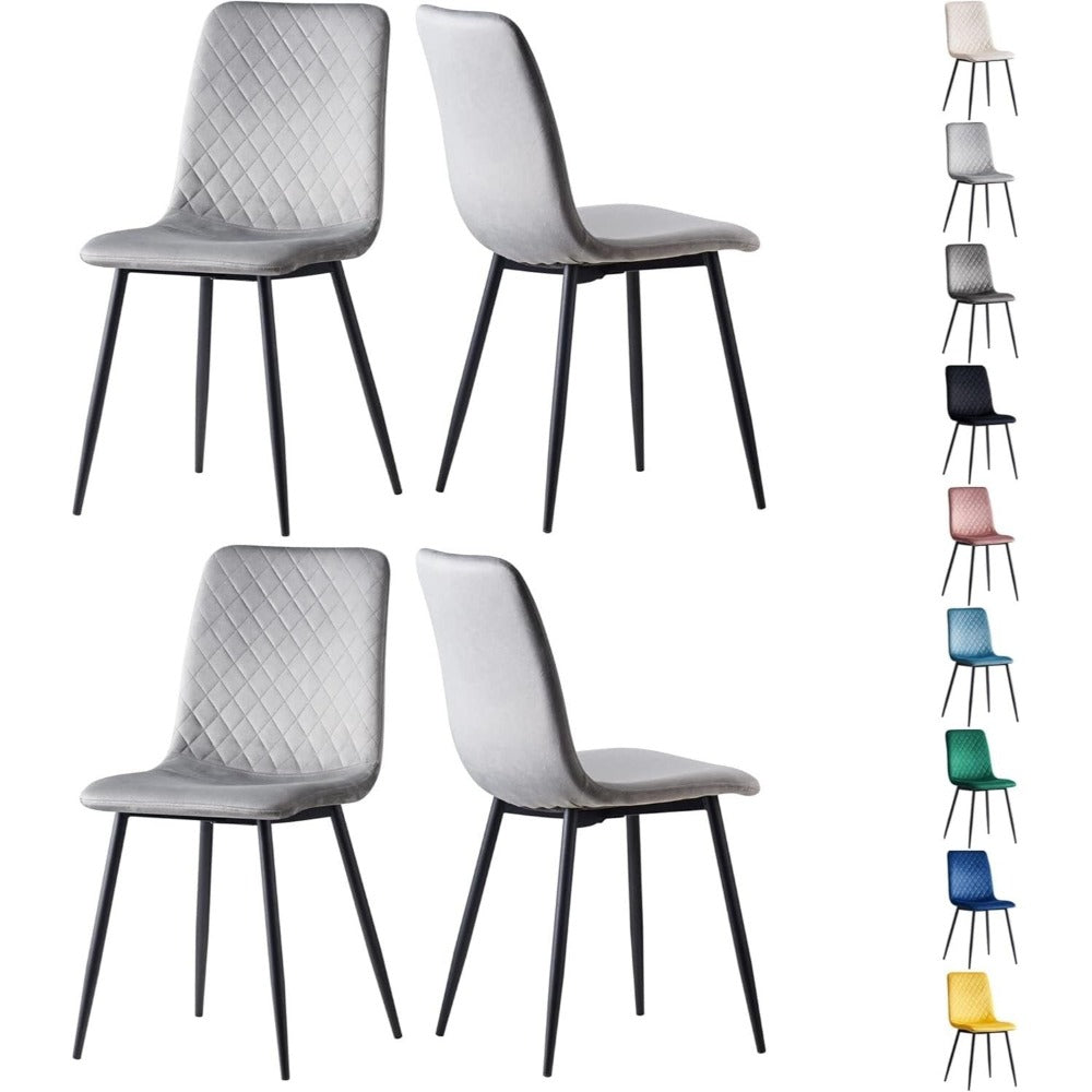 Sillas de comedor MCC Direct en conjunto de 4 piezas Hechas de terciopelo, patas de metal, sillas Lexi, sillas de diseño