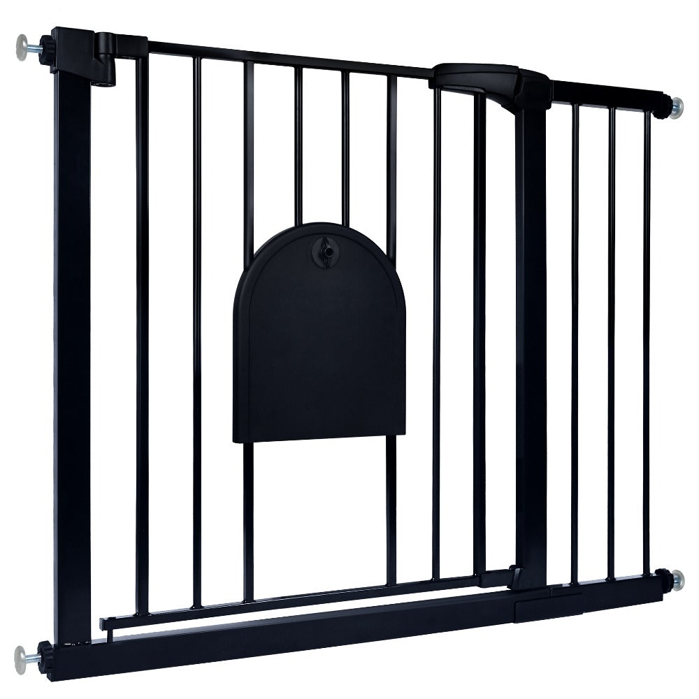 Puerta de seguridad para escaleras y puerta para animales, puerta de seguridad N Stop sin taladrar con rejilla de metal