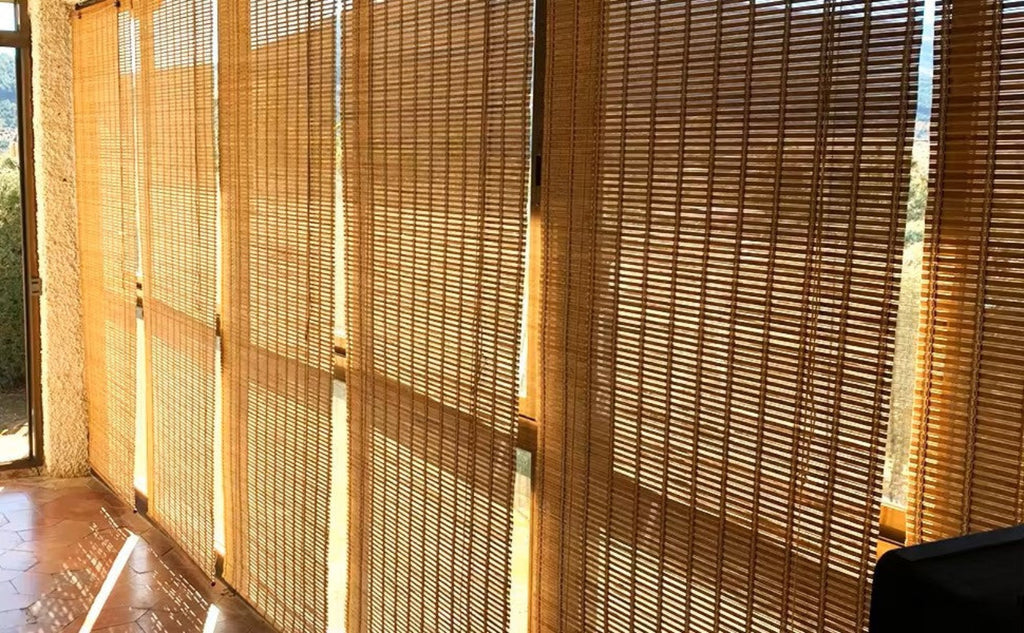 Cortina Persiana de Madera Incluye Accesorios, Estor de Bambú Enrollable para Ventana y Puerta (DIMENSIONES ANCHO X LARGO)