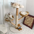 Árbol para gatos de 60X110Cm, Condominio de felpa de varios niveles con 2 postes rascadores, 2 perchas, hamaca, cueva, casa para gatos estable y anti-inclinación para dormir/jugar, fácil montaje, árbol de Navidad perfecto para gatitos y gatos de interior,