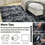 Alfombra Grande de Felpa, 160 X 230Cm, Alfombra Rectangular de Felpa Gris Claro y Negra Teñida Anudada, Antideslizante y Esponjosa, Alfombra de Dormitorio de Felpa Súper Suave y Esponjosa, Adecuada para Dormitorios y Salas de Estar