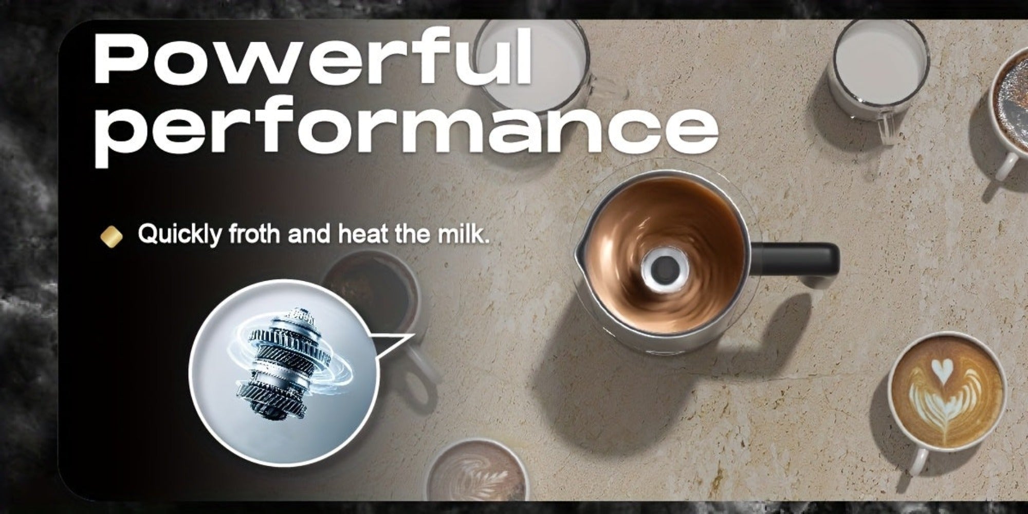 SUPERLEX Espumador de Leche Automático de 500 W con Función de Calentamiento - Espumador de Leche Eléctrico para Capuchino y Latte, Capacidad de 300 ml, Cámara Interior de Acero Inoxidable, Compacto