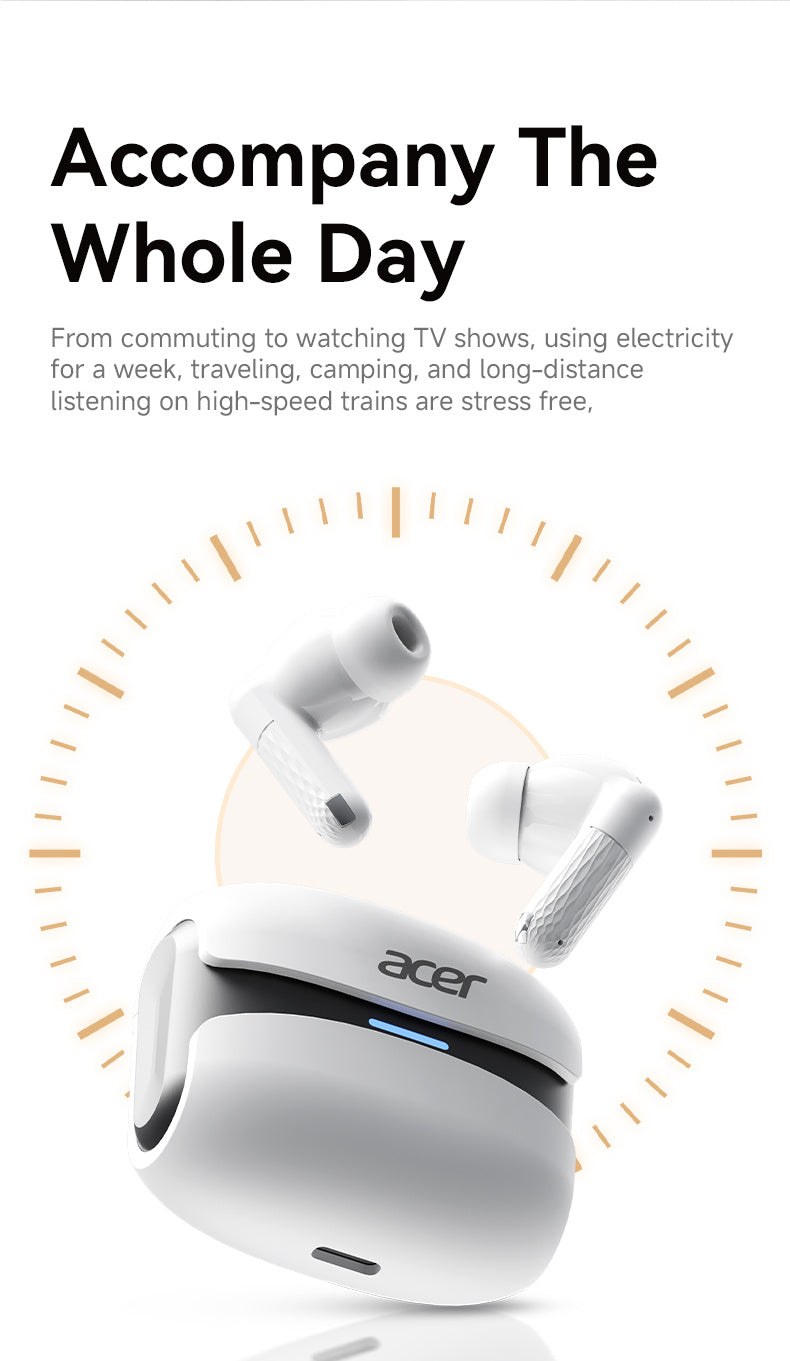 Auriculares Bluetooth | [Acer Oficial Original] 2026 Nuevos Auriculares Inalámbricos Estéreo TWS con Cancelación Activa de Ruido ANC, Reducción