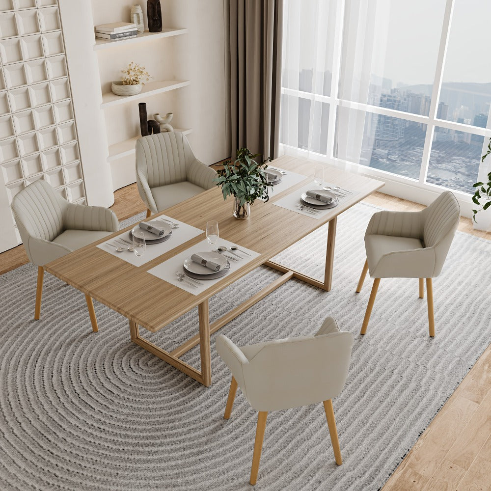 Juego de 2/4/6 sillas de comedor minimalistas con cómodo respaldo, reposabrazos y patas de madera