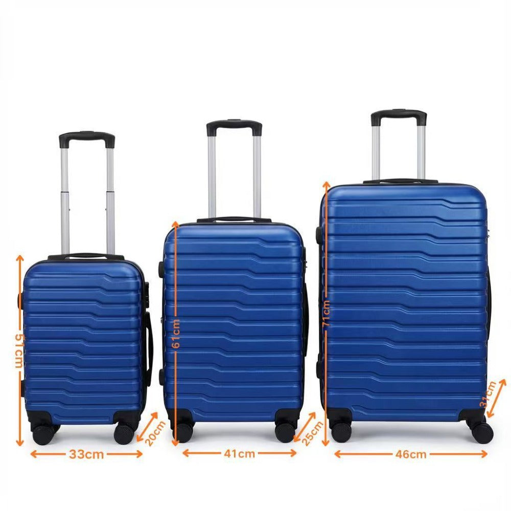 Juego de 3 Maletas Tamaños 18" (51X33X20cm), 22" (61x41x25cm), 26" (71x46x31cm) Medidas con ruedas incluidas, con Cerradura Numérica Maleta Cabina Trolley con Carcasa ABS Ligera, Asa Telescópica de Aluminio y 4 Ruedas Giratorias 360°