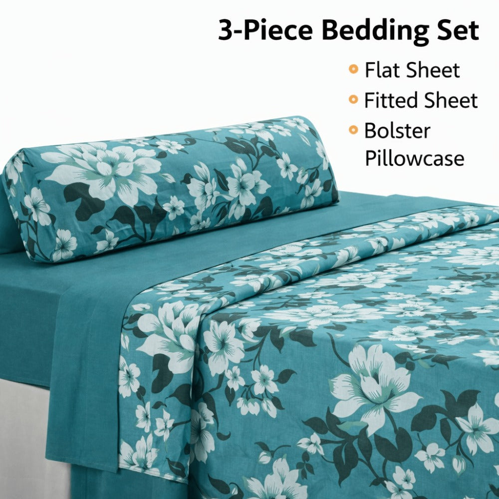 Juego de Sábanas 3 Piezas Estampadas Microfibra – Sábana Bajera Ajustable + Sábana Encimera + Funda Almohada, Suave y Antiárrugas, Cama 90 105 135 150 180, Poliéster microfibra
