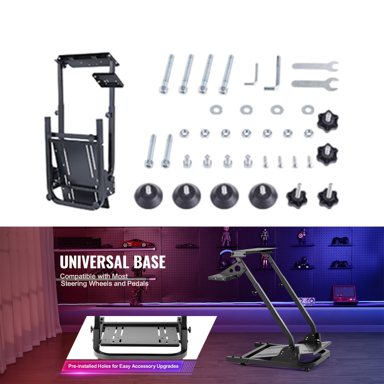 Soportes para volante de carreras | Soporte Plegable para Volante de Carreras, Estructura Triangular de Simulador de Volante para Logitech G29