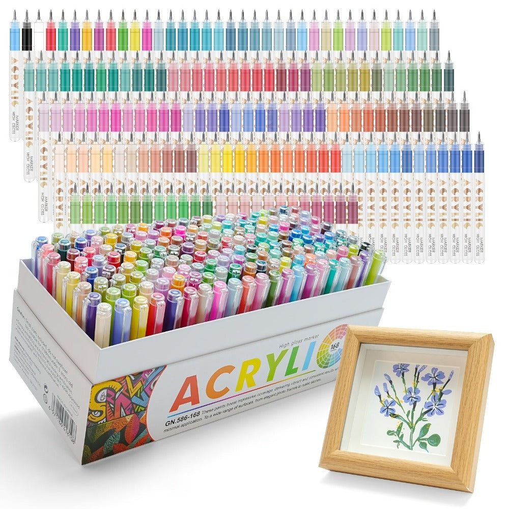 Juego de bolígrafos de gel GUANGNA, punta de 1 mm, marcadores artísticos de nueva generación, 168 piezas/juego, alta capacidad, caja de regalo con diseño elegante, bolígrafos de punta media de 1.0 mm con patrones coloridos para escritura a mano y diarios