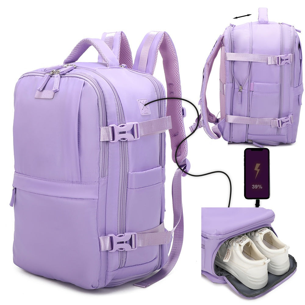 Mochila de cabina expandible 40x25x20-25cm | compartimiento para zapatillas | Mochila casual compatible con portátil 14 pulgadas
