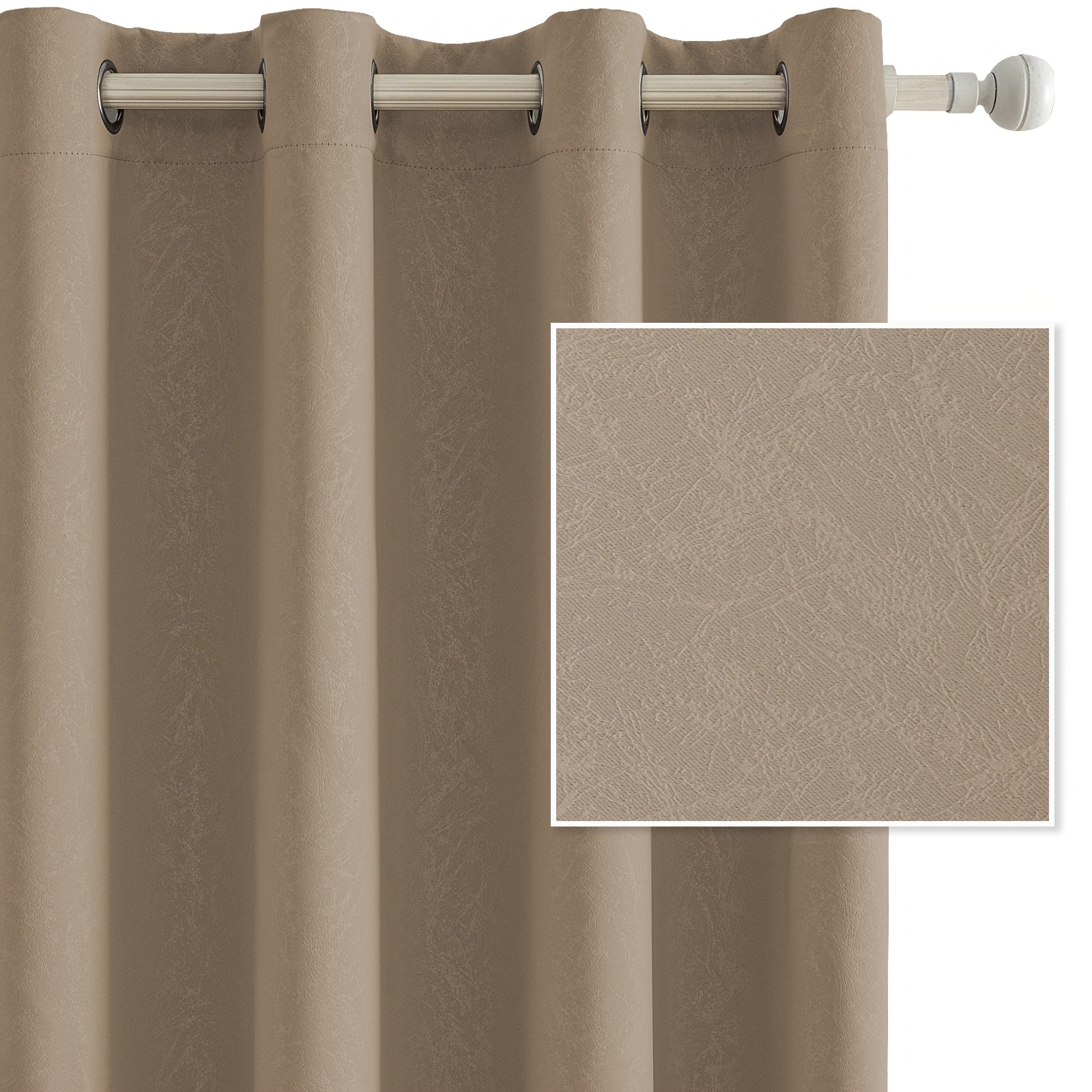 Cortinas Opacas Ystyle para Interiores 2 Piezas, 140 x 280 cm, Cortinas Térmicas para Dormitorio con Anillas, Cortinas Aislantes Acústicas para Sala, Cortinas Térmicas Aislantes de Frío y Calor, Beige
