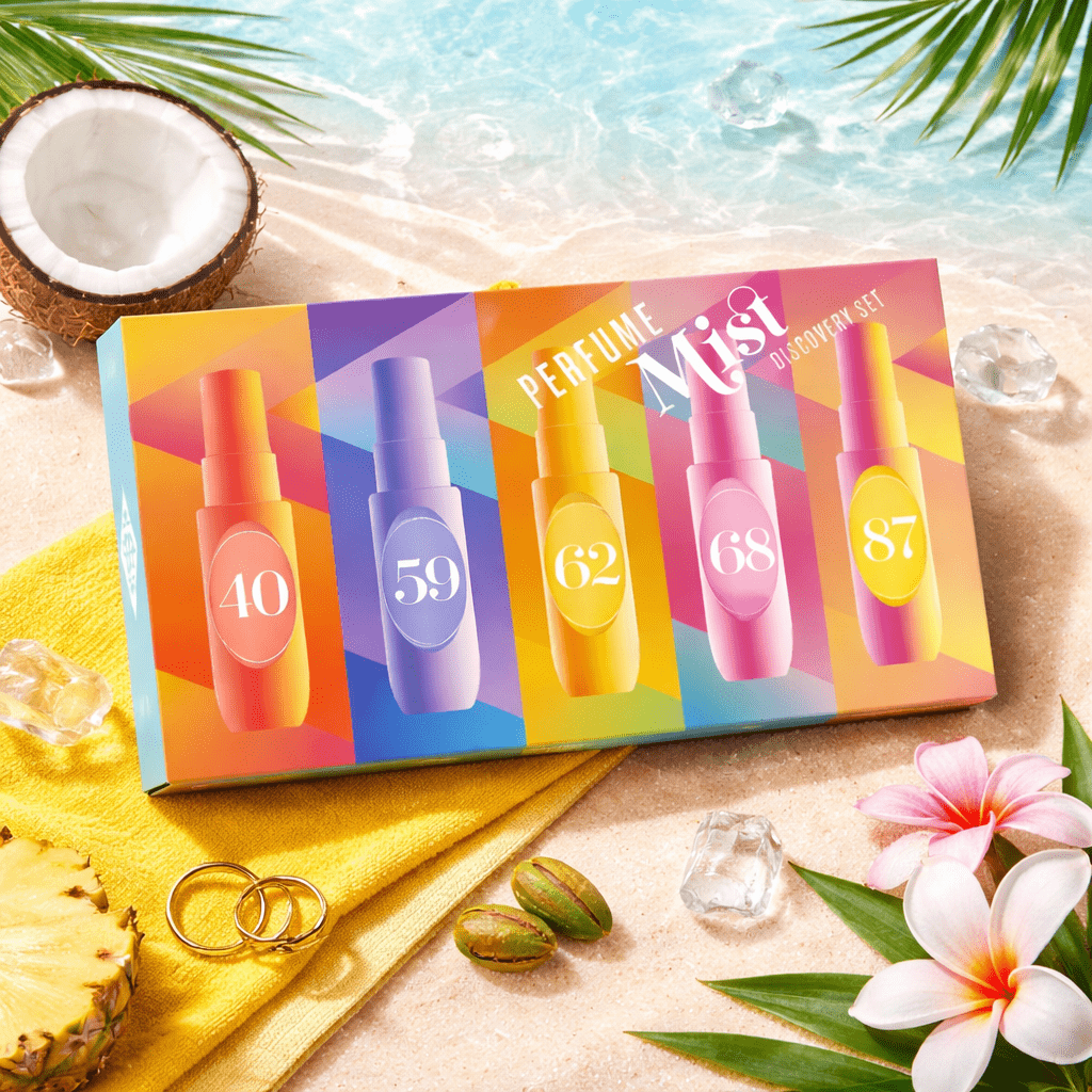 Set de Descubrimiento de Brumas de Perfume 5 piezas – Colección de Sprays de Fragancia Corporal Tropical, Set de Aromas en Tamaño Mini de Viaje