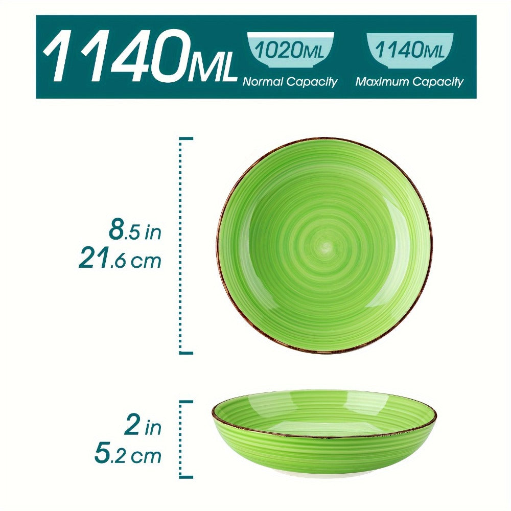 Juego de 6 tazones de arcilla coloridos para pasta, cada uno con una capacidad de 1140 ml, perfectos para servir sopa