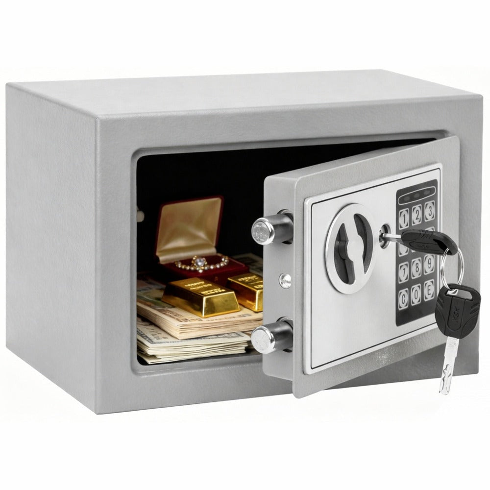 Caja Fuerte Seguridad Digital 4L Nyana Home | Cerradura Electrónica con Código + 2 Llaves de Emergencia | Acero Reforzado Negro Antirrobo | Ideal Hogar, Oficina y Hotel | Montaje en Pared o Suelo con Pernos Incluidos | Panel LED Indicador de Estado | Prot