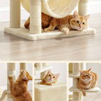 Torre rascadora para gatos 155 cm | Juego descanso y cuidado de las uñas