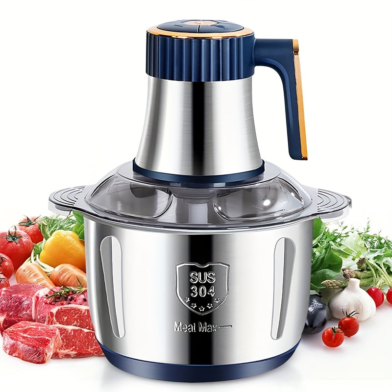 Procesador de alimentos de acero inoxidable de 5 litros, picadora eléctrica potente de 40,000 RPM, 6S, procesador multifuncional de acero inoxidable para cortar verduras para carne, verduras, cebolla, ajo, ensalada y alimentos para niños