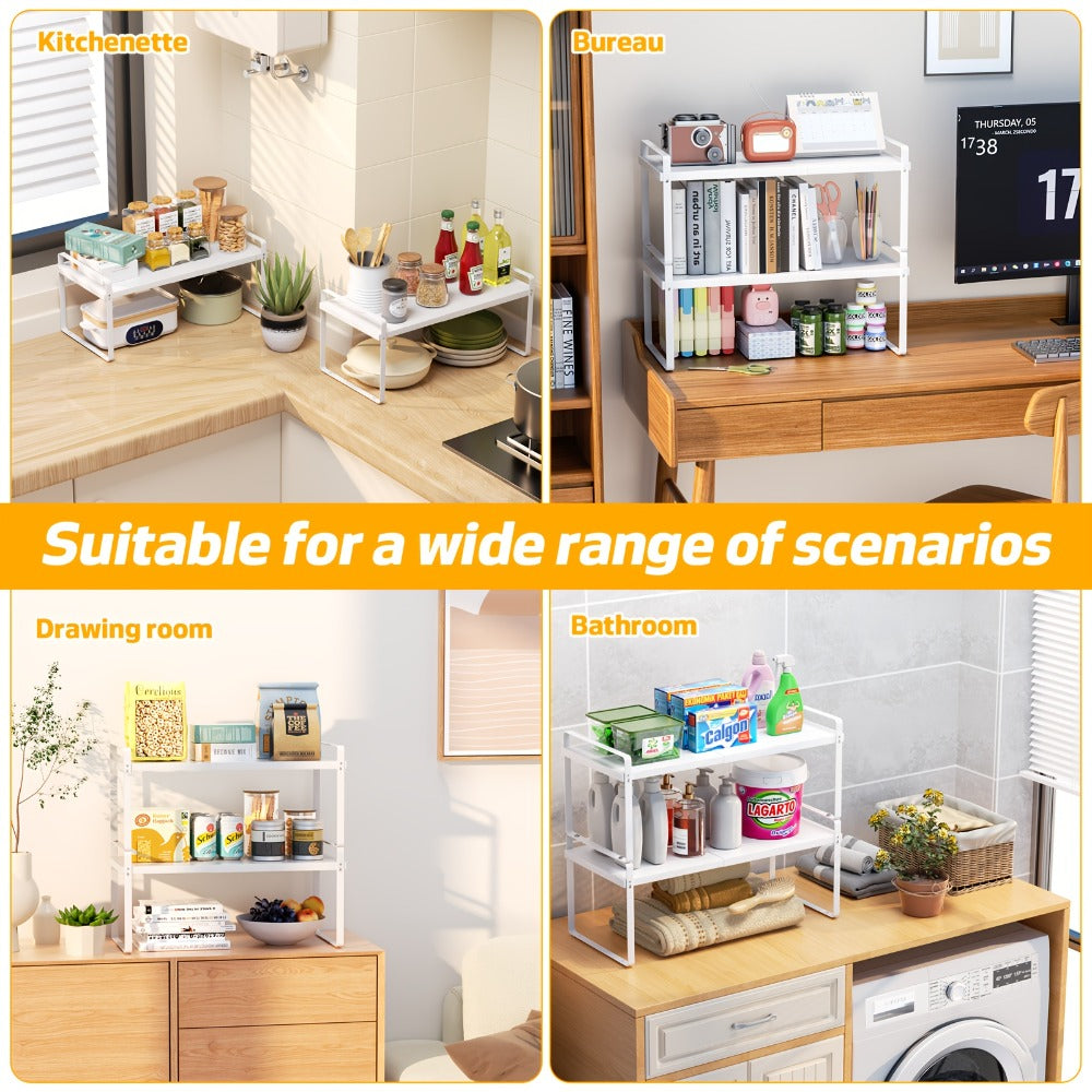 Estantería de cocina extensible para 1pc/2pcs, estante dorado para almacenamiento de especias, adecuado para encimeras de cocina, despensa, armarios, refrigerador ()