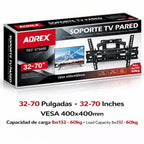 AOREX Soporte TV Pared Articulado Inclinable Y Giratorio – Soporte TV para 32-70 Pulgadas Pantallas – MAX VESA 400x400mm, para Soportar 60kg