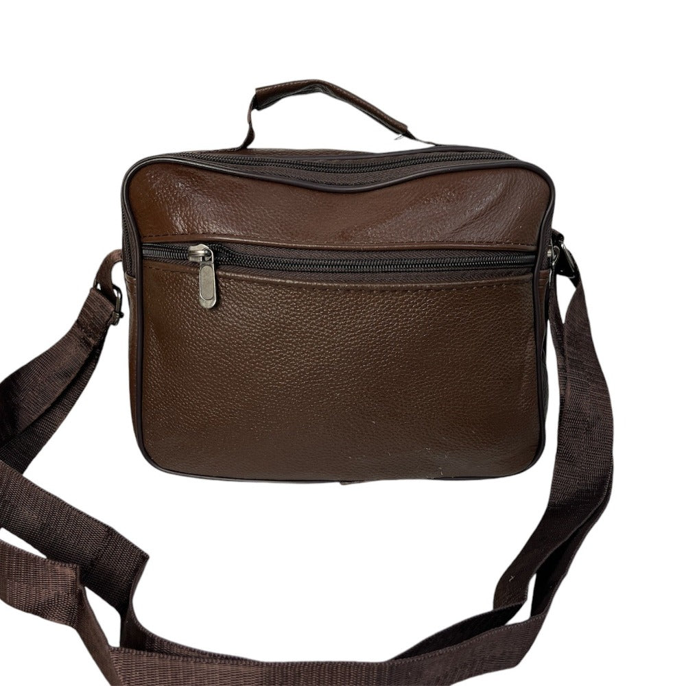 MEJORADA DL-71 Bolso de hombro de cuero genuino para hombre, bandolera horizontal de piel auténtica multibolsillo para hombre