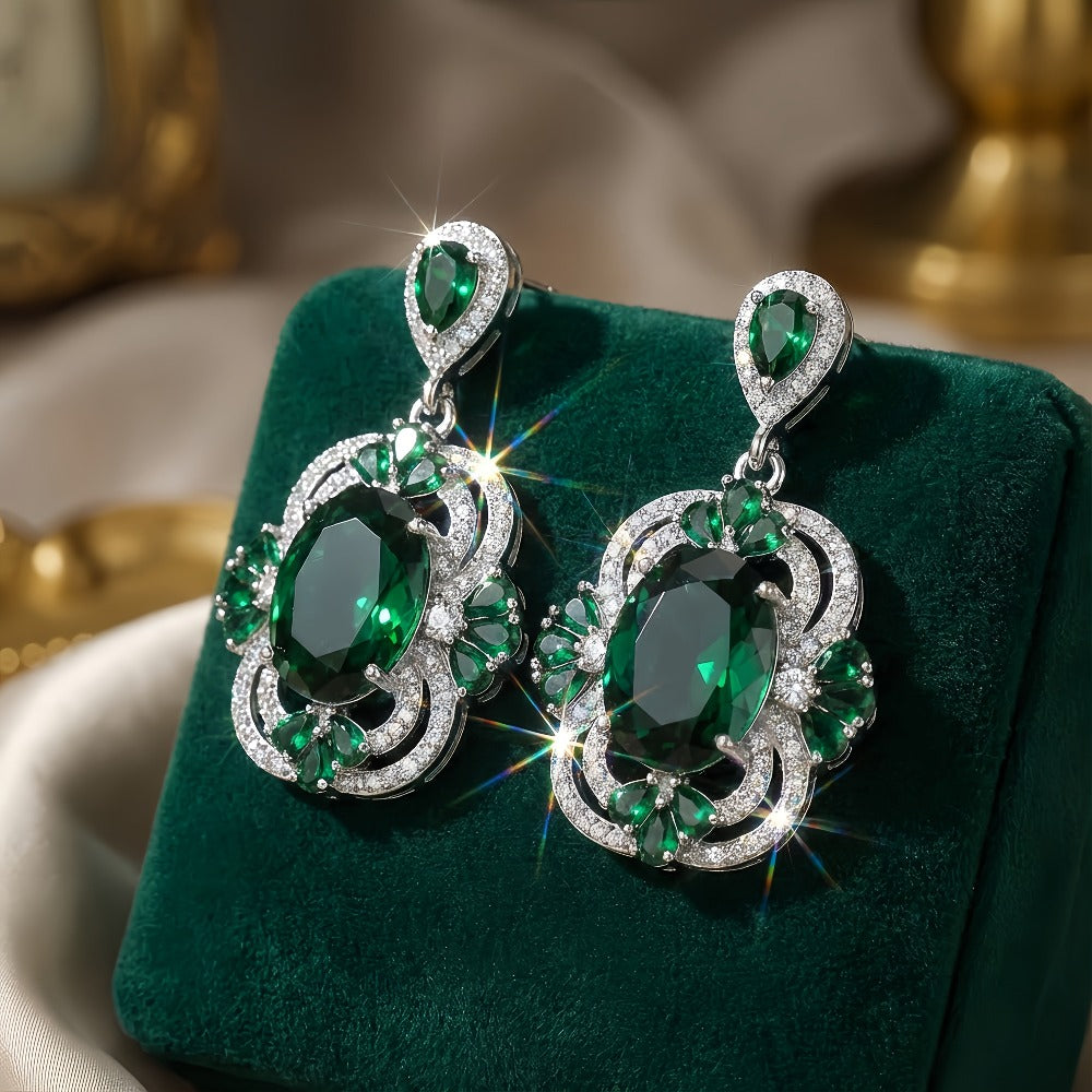 Pendiente de botón hipoalergénico de zirconia sintética en plata S925, estilo elegante, para mujer, regalo de San Valentín, adecuado para banquetes y bodas, con caja de regalo