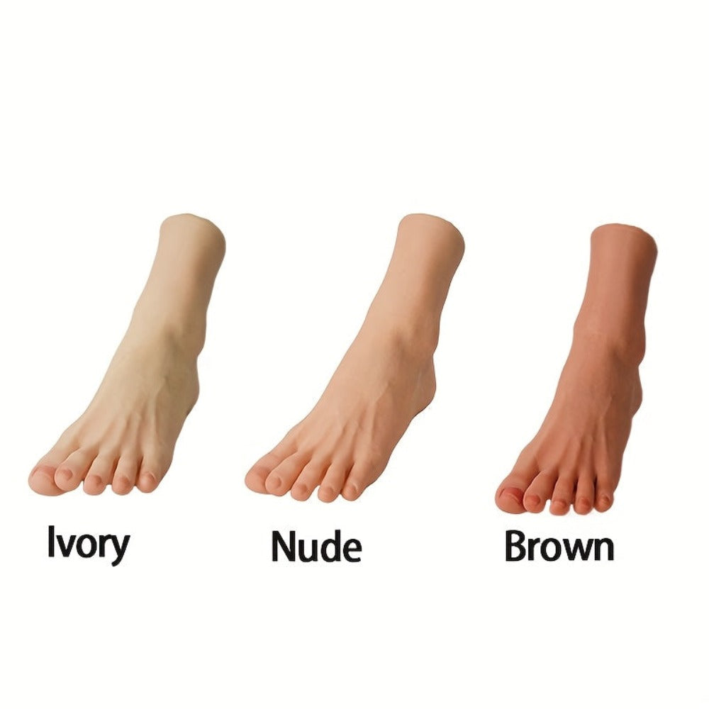 Modelo de Pie Artificial Realista con Dedos Activos Independientes - Textura Suave en Beige Claro y Estructura Esquelética Anatómica, Pies de Resina a Tamaño Real con Movimiento Independiente de Dedos, Ideal para Práctica de Uñas, Entrenamiento de Masajes