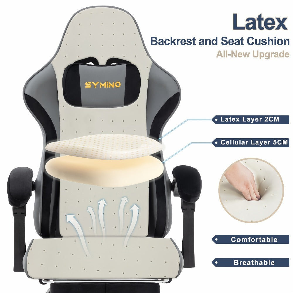 Silla de Oficina Ergonómica SYMINO, Ajustable, Cómoda, Cojín de Látex, Adecuada para Uso en Oficina, Reduce la Fatiga Durante el Sentado Prolongado, Altura Ajustable