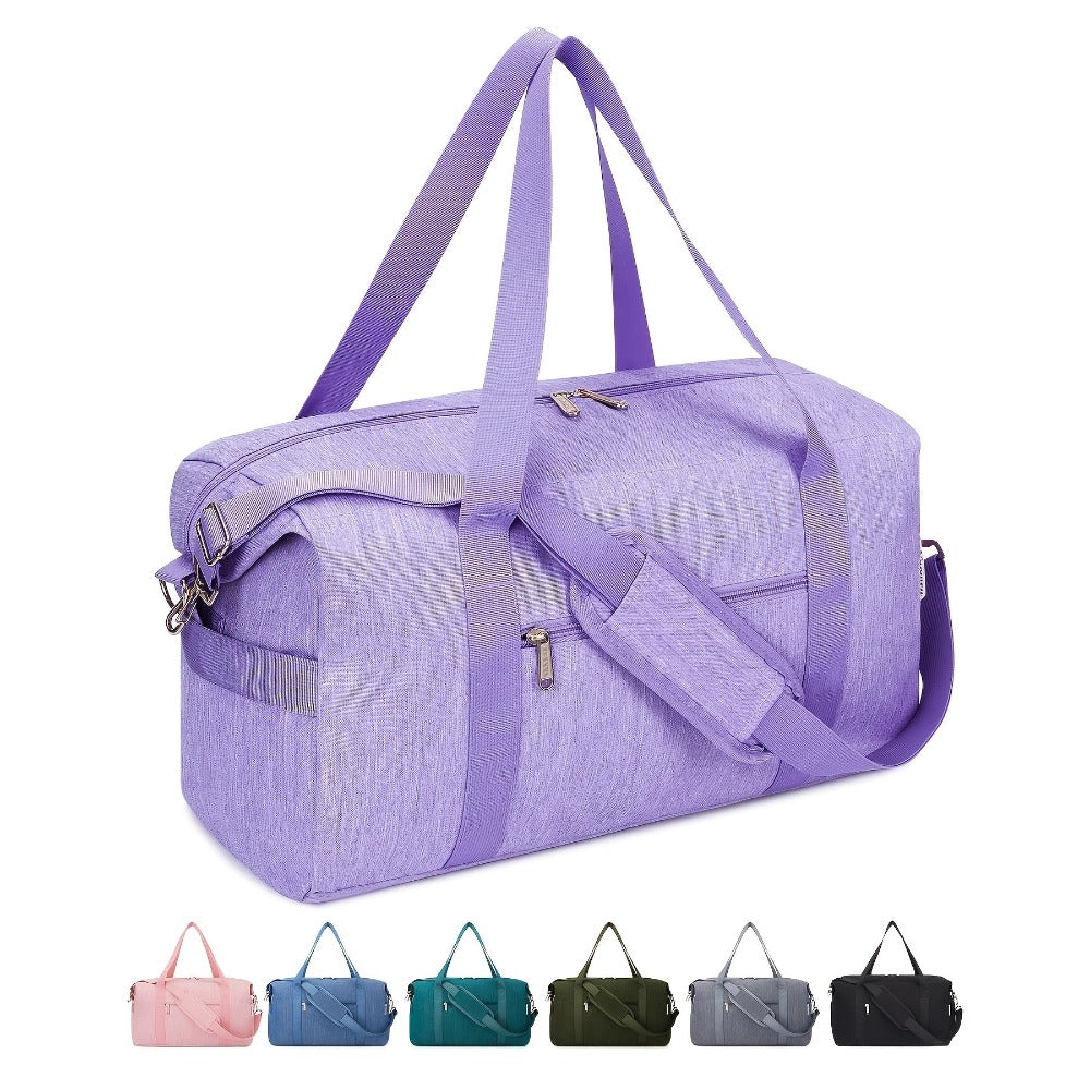 Maleta de Cabina Aprobada por la TSA - Bolso Plegable para Asiento, Compacto y Ligero, Aprobado por Aerolíneas con Bolsillo con Cremallera, Maleta de Viaje Plegable para Negocios y Ocio - Morado, Compartimento Principal Espacioso para Viajes de Una Noche