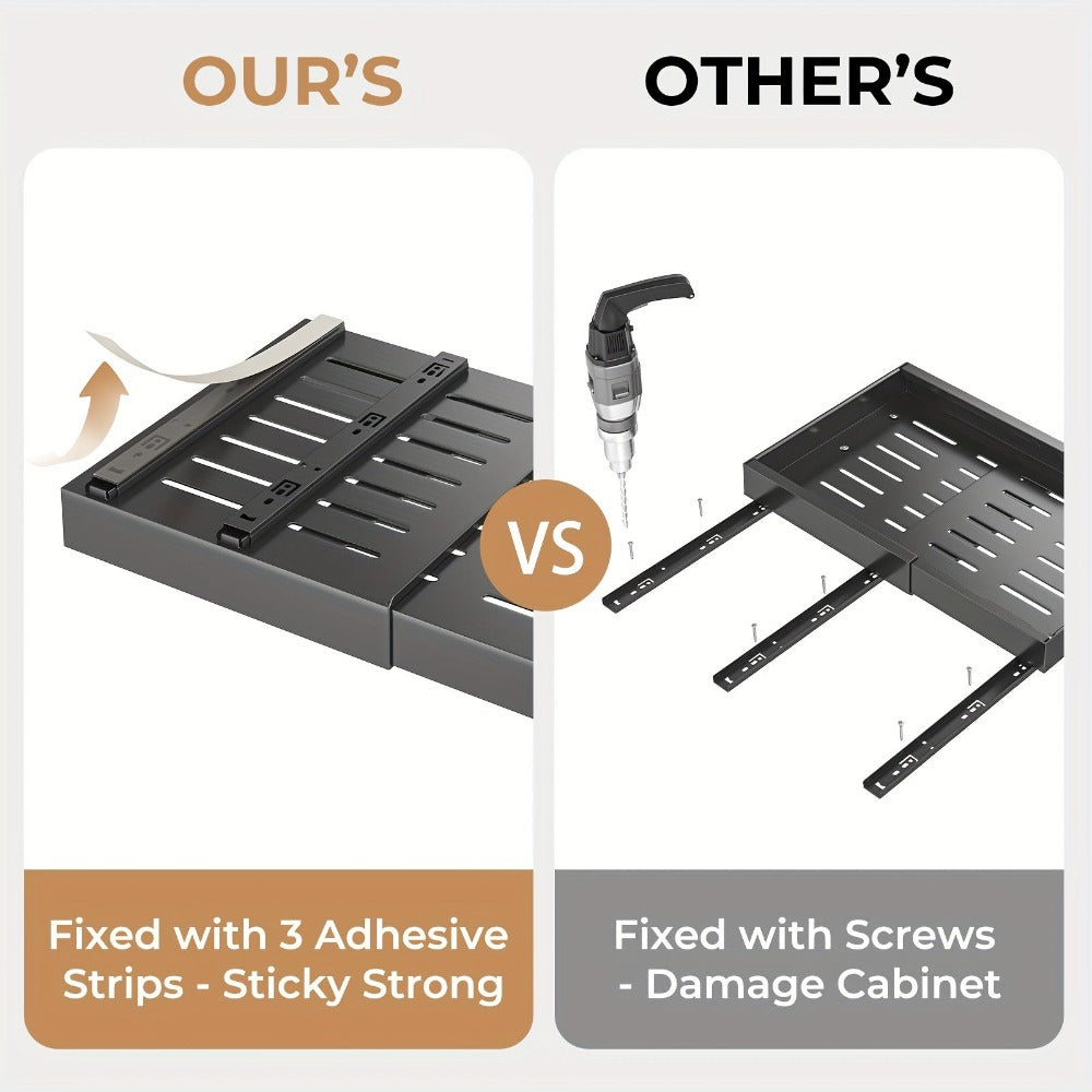 2 Paquetes de Cajones Extensibles para Gabinetes de Cocina, Juego de 2 Estantes Deslizantes de Almacenamiento, Cestas Extraíbles para Fregadero Sin Taladro, Estantes de Gabinete de Fácil Acceso, Adecuados para Baños y Lavanderías, Organizador de Almacenam