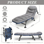 Camilla Solar de Jardín - Jardín Reclinable, Cama de Pesca, Pesca de Carpa con Bolsillo Lateral y Colchón, Camilla Solar Portátil Ajustable de 5 Velocidades para Exteriores