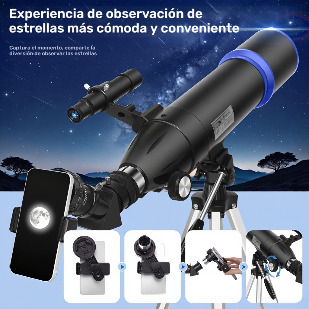 Telescopio refractor de 80 mm para observación de estrellas y luna | diseño funcional