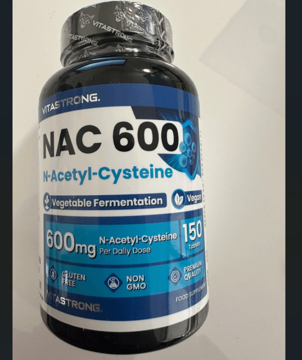 Vitastrong NAC 600 mg 150 comprimidos | Suplemento dietético con N-acetilcisteína de fermentación vegetal, fórmula vegana, 1 comprimido al día