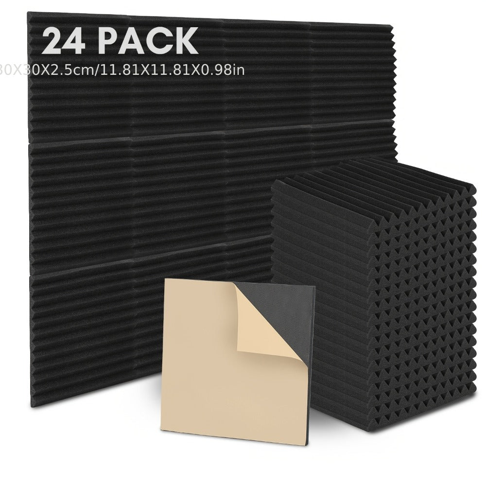 Paneles Acústicos 3D 30x30x2.5cm Autoadhesivos, Espuma Aislante de Sonido para Paredes - Paneles de Absorción Acústica para Estudio, Aislamiento Acústico para Hogar u Oficina, Reducción de Ruido 24/48/72 Piezas