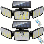 Luz solar LED con sensor de movimiento 2 piezas | Para jardín, patio, garaje y seguridad exterior