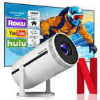 Proyector inteligente 4K Full HD, proyector sin varillas con WiFi y Bluetooth, compatible con 1080P, rotación de 180 grados, altavoces integrados, apto para iPhone/Android 11.0/sistema, compatible con Netflix y YouTube