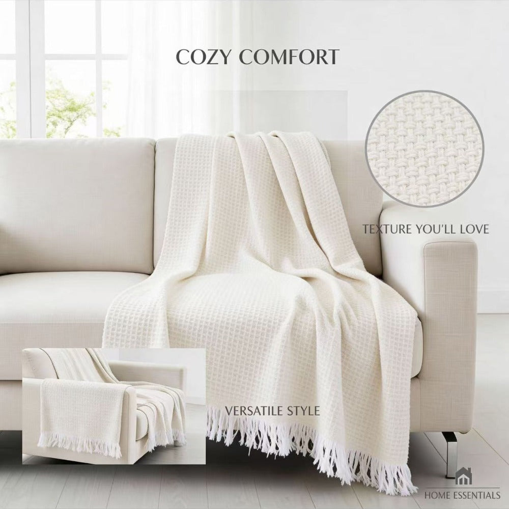 Colcha Multiusos de Algodón para Sofá y Cama, Manta Multiusos Four Seasons con Flecos, Cubresofá Elástico y Transpirable, Protector de Sofá Cubrecama Moderno