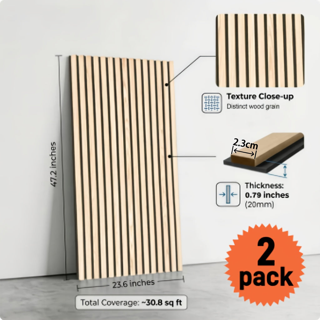 Paquete de 2/4 Paneles Acústicos Autoadhesivos, Tamaño 60*120 Cm, Fieltro Absorbente de Sonido, Diseñados Específicamente para Aislamiento Acústico y Reducción de Eco. Paneles de Pared Decorativos con Diseño de Grano de Madera, Adecuados para Decorar las