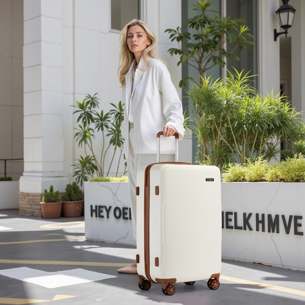 3 piezas de equipaje de cabina Kono de 20/24/28 pulgadas, equipaje de mano, pequeño, PC+ABS, carcasa dura, ligero, duradero, bolsa de viaje con ruedas dobles giratorias, cerradura de seguridad TSA