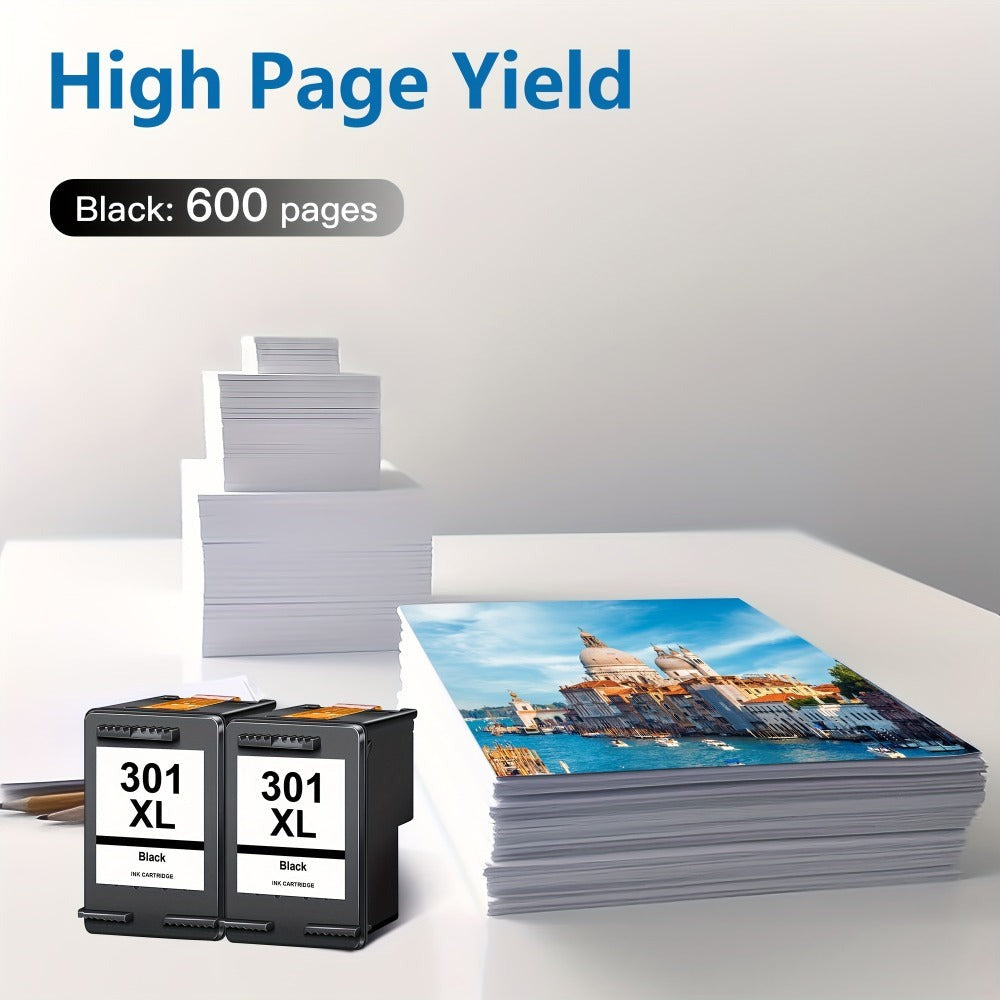 Cartuchos de tinta negros de alto rendimiento 301XL remanufacturados para HP 301 XL para impresoras HP Deskjet 1000 1010 1012 1015 1050 Envy 4500 4504 5530 Officejet 2620 2622 4630, 2 piezas