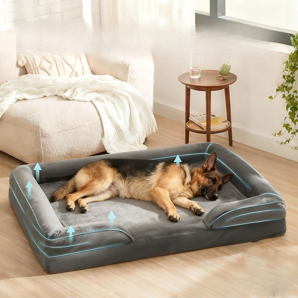 Cama Ortopédica para Perros con Espuma Viscoelástica | Soporte de Alta Densidad 65D | Acolchado de 10 cm de Grosor | Funda Removible Lavable a Máquina | Especial para Perros Medianos, Grandes y Senior