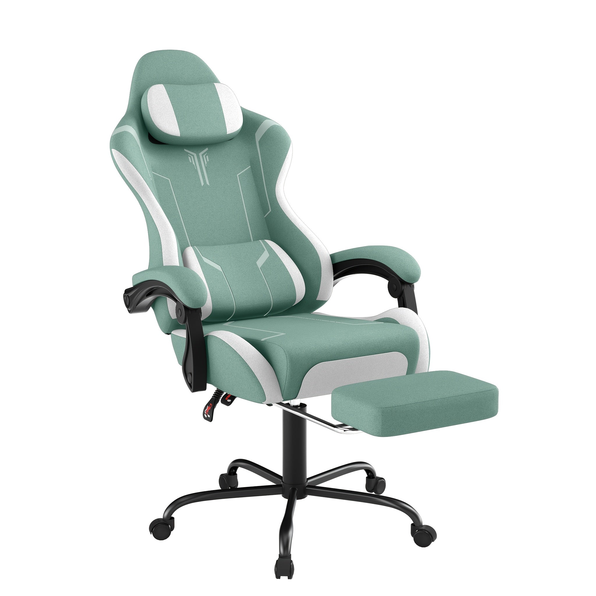 Silla Gaming Ergonómica con Soporte Lumbar Ajustable, Reposacabezas, Reposabrazos y Reposapiés, Ideal para Oficina y Gaming en PC, con Inclinación de 135° y Capacidad de Peso de 150 Kg