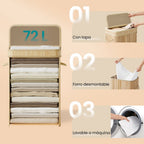 Cesto Ropa Sucia con Tapa, Cesta Ropa Sucia de Bambú, Bolsa Interior Extraíble y Lavable a Máquina, con Asas, 72 L, para Lavandería, Dormitorio, Sala de Estar