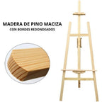 Caballete Pintura Plegable | Atril para Pintar de Madera de Pino 175 cm | Altura e Inclinación Regulable | Ideal para Exposiciones Niños y Adultos | Ligero y fácil de plegar