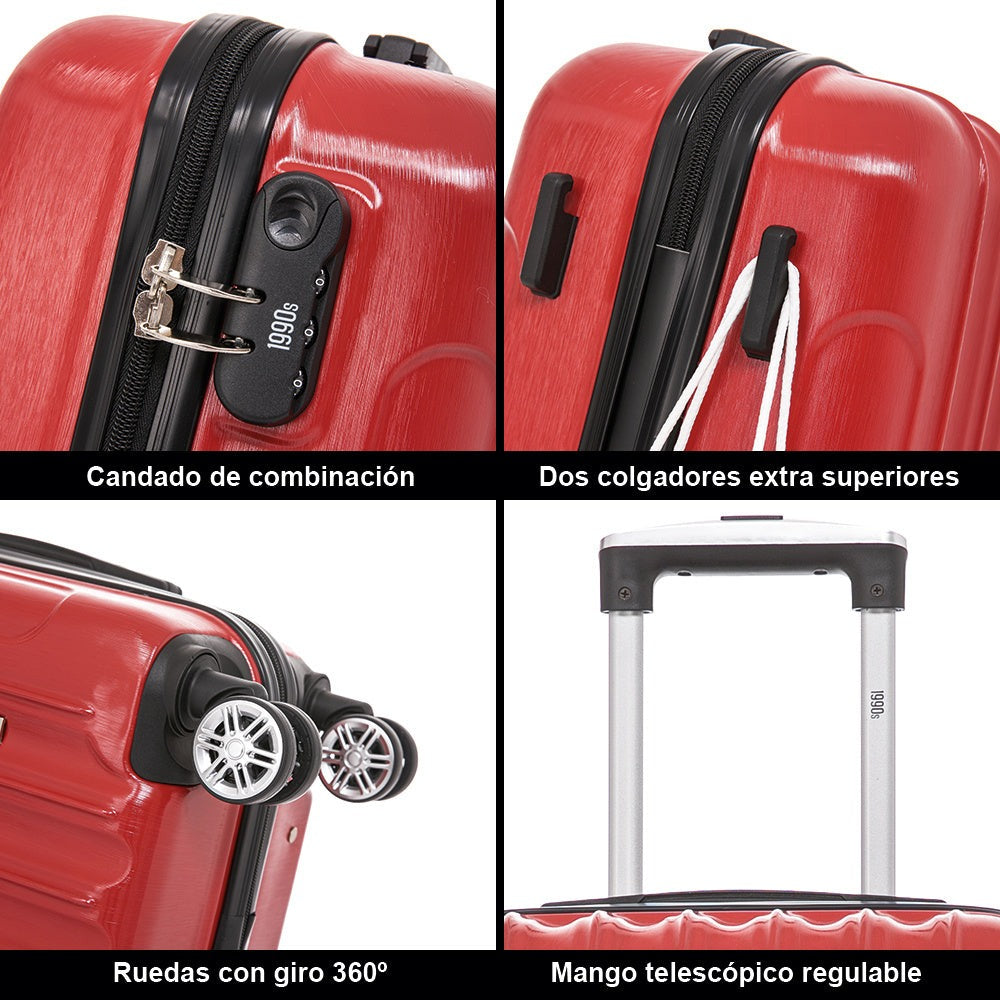 Maleta de Cabina Policarbonato 55x40x20cm (40L) - 20 Pulgadas - Negro/Azul/Amarillo/Rojo/AzulMarino/Plaeada/RosaDorada/Menta