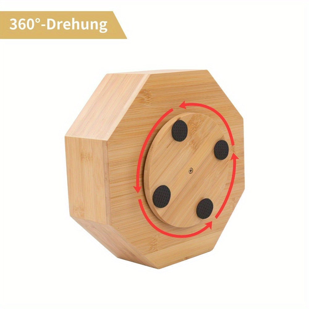 Organizador Giratorio Grande de Bambú con Base Giratoria de 360° y 8 Compartimentos - Capacidad para Más de 300 Bolígrafos, Lápices, Marcadores, Pinceles - Bambú Resistente con Divisor Extraíble para Artistas, Estudiantes, Oficina - Organizador Ahorrador