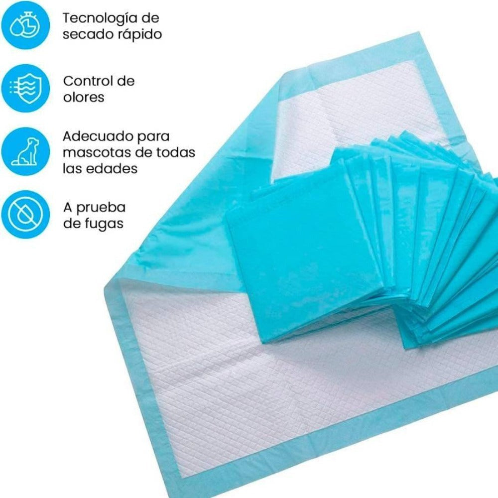 80 unidades de Empapadores para Mascotas | Empapadores para Entrenamiento de Perros y Cachorros | Absorción Rápida | Diseño Antifugas | Adecuados para Entrenamiento en Interiores o Uso en Exteriores | Tamaños: 40×50CM, 60×60CM, 60×90CM | Adecuados para Ma